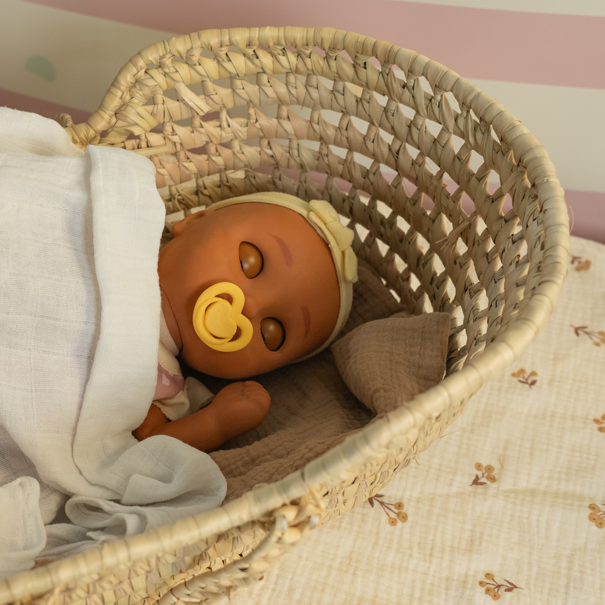 be loved baby dol alex sleepingin a basket