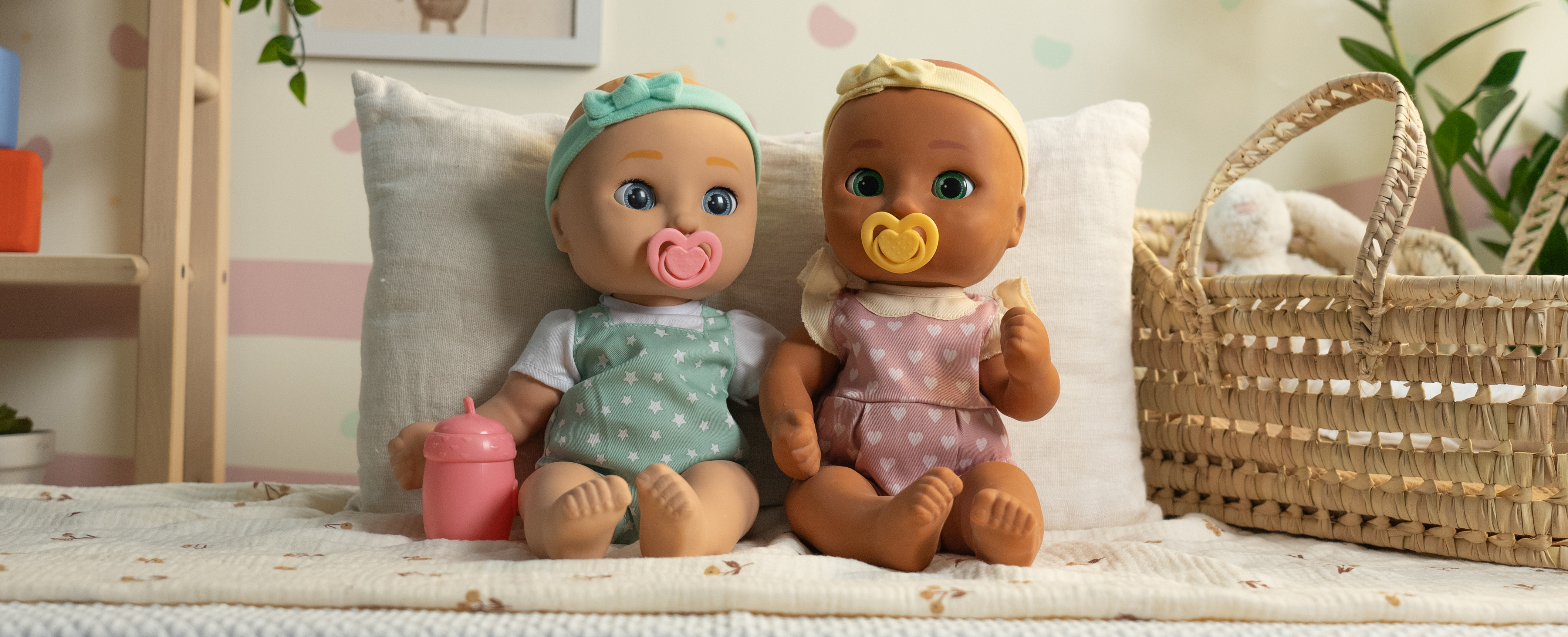 Be Loved Babies Sam and Alex doll with gender neutral clothes in cute couch natural aesthetic
