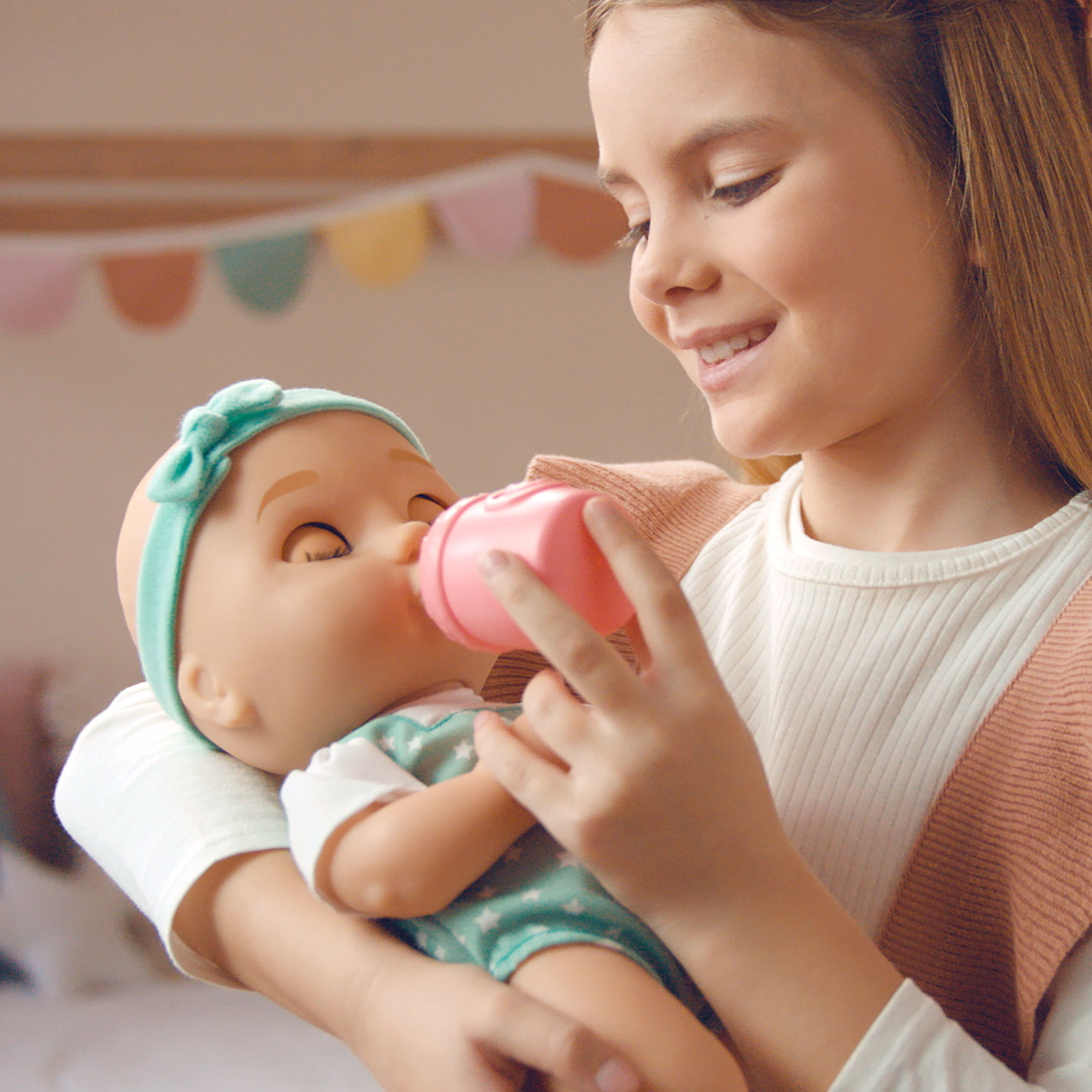 Be Loved Babies doll Sam with 8 years old girl baby bottle eyes closed